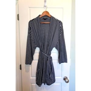 J.Crew Mercantile Navy and White Stripe Cotton Robe | Size L/XL